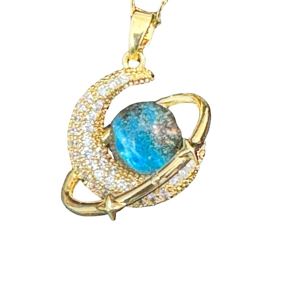 28 🔸 Gold Planet Pendant Necklace - Picture 2 of 2
